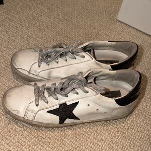Golden Goose White and Black Star Sneakers